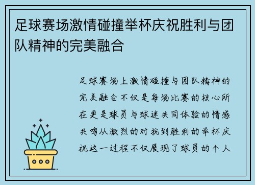 足球赛场激情碰撞举杯庆祝胜利与团队精神的完美融合